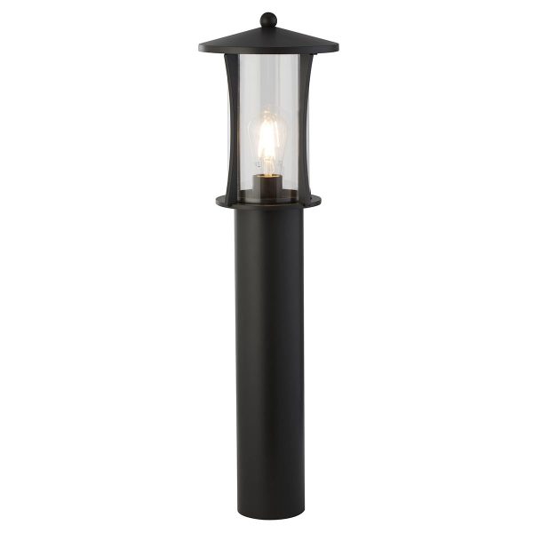 Pagoda 1 light traditional outdoor garden post lantern in matt black