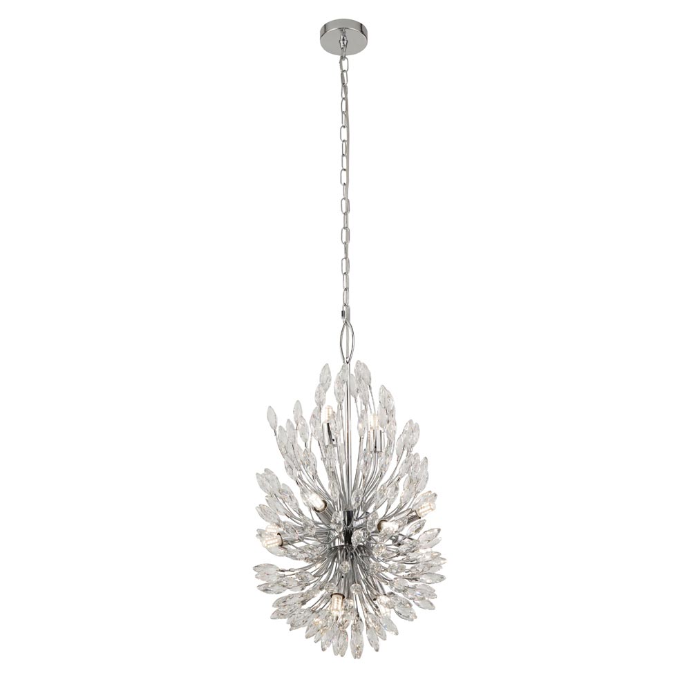 Peacock Stunning 14 Light Crystal Pendant Chandelier Polished Chrome