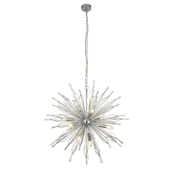Starburst modern 10 light ceiling pendant in polished chrome main image