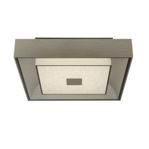 Rhea LED Art Deco style flush low ceiling light in satin silver main image