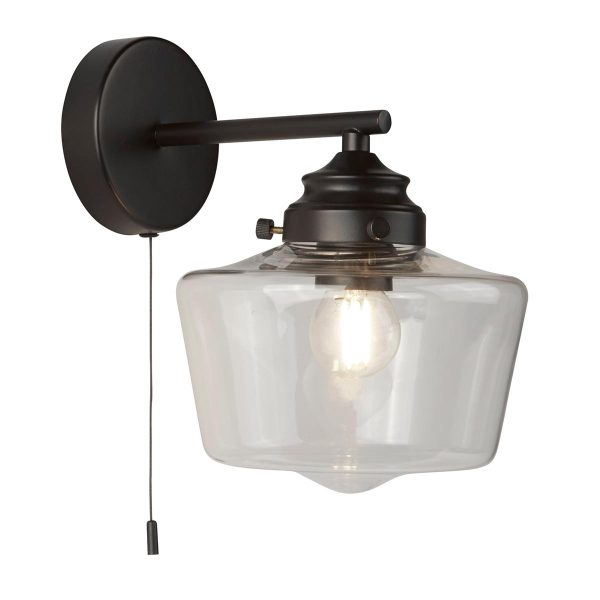 School House 1 light switched wall light matt black