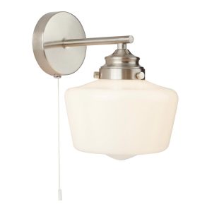 School House 1 light switched wall light satin silver