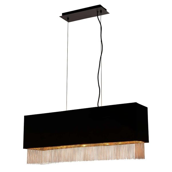 Fringe 4 light ceiling pendant matt black with gold detail