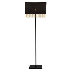 Searchlight Fringe 1 light floor lamp with box shade in black full height