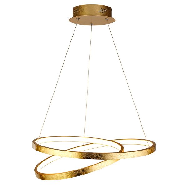 8761GO Float dimmable 29w LED loop ceiling pendant in gold leaf