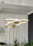 Dimmable 29w LED Loop Ceiling Pendant Gold Leaf Float White Shade