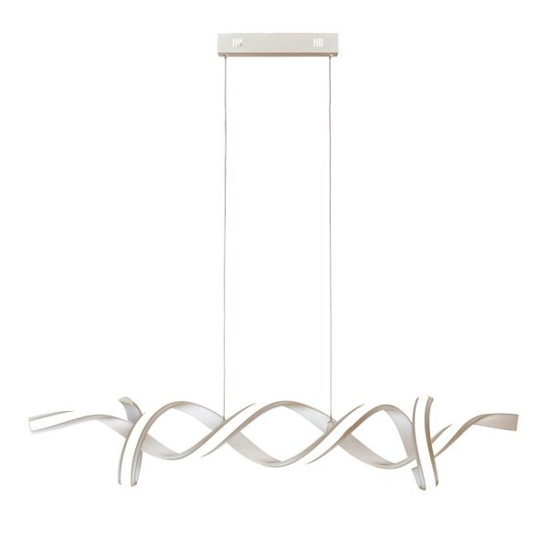 Music dimmable LED contemporary pendant light bar in satin silver