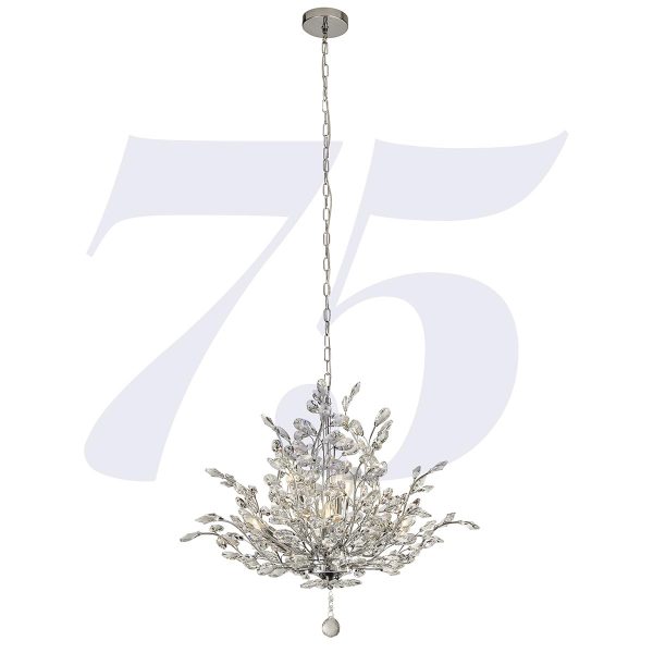 8807-7CC Bouquet floral 7 light chandelier in polished chrome with crystal buds