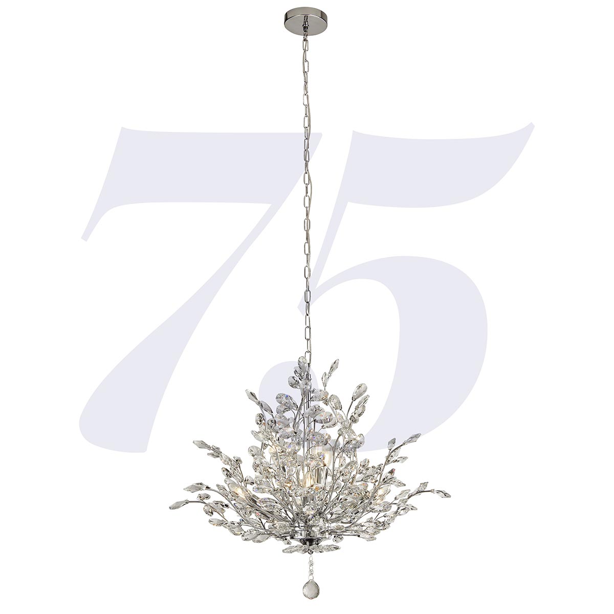 Bouquet Floral 7 Light Ceiling Pendant Polished Chrome Crystal Buds