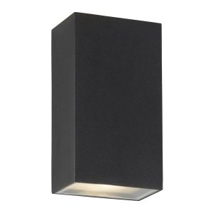Stirling outdoor LED rectangular up & down wall light in matt black
