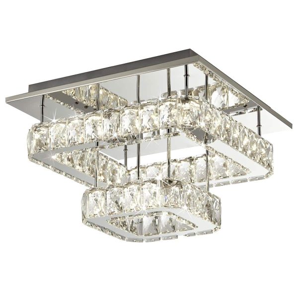 8952CC flush LED 2 tier crystal glass low ceiling light polished chrome