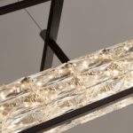 Elevator Dimming LED Modern Ceiling Pendant Matt Black Crystal Glass