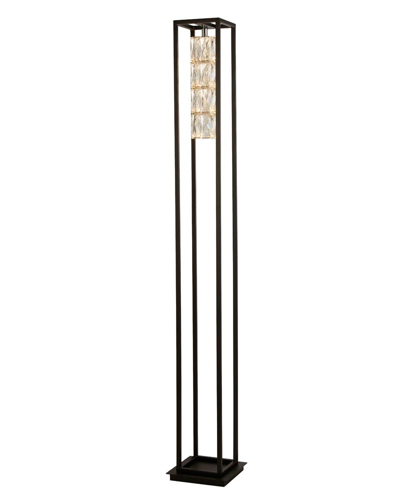 Elevator Dimming LED Modern Floor Lamp Matt Black Crystal Glass