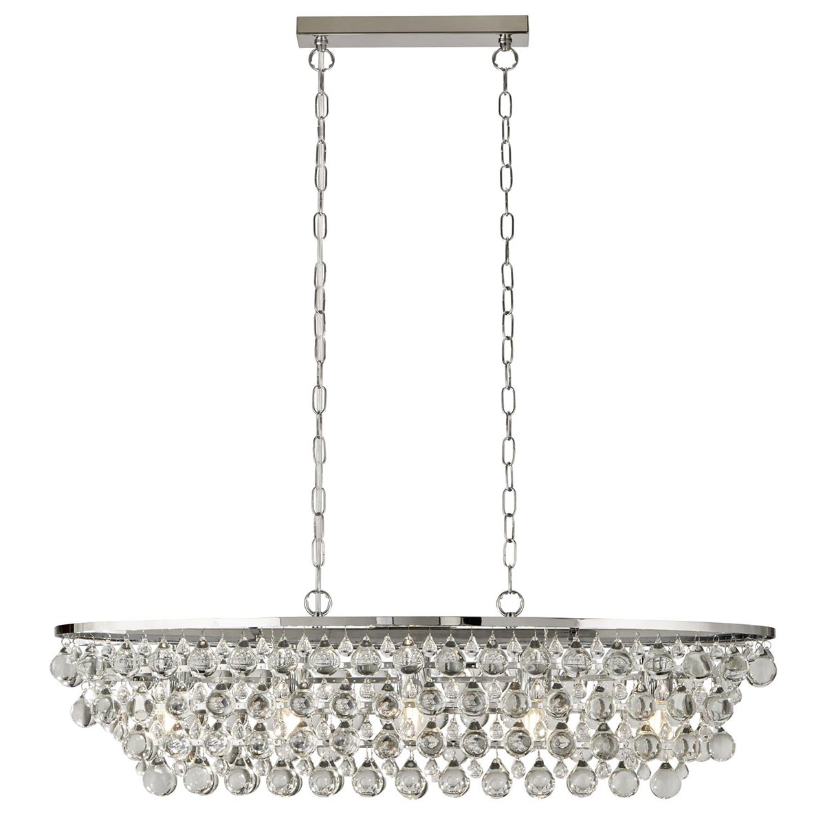 Searchlight Polished Chrome 5 Light Oval Ceiling Pendant Glass Balls