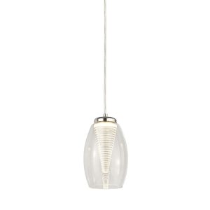 97291-1CL Cyclone 1 light LED clear glass ceiling pendant in chrome closeup