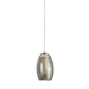 97291-1SM Cyclone 1 light LED smoked glass ceiling pendant in chrome closeup