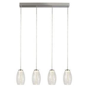 97292-4CL Cyclone 4 light LED clear glass ceiling pendant bar in chrome full height