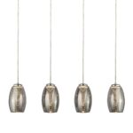 Modern 4 Lamp LED Smoked Glass Bar Pendant Ceiling Light Chrome