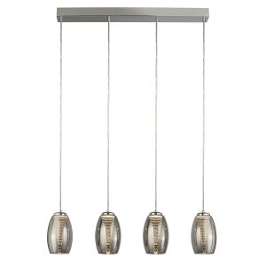 97292-4SM Cyclone 4 light LED smoked glass ceiling pendant bar in chrome full height