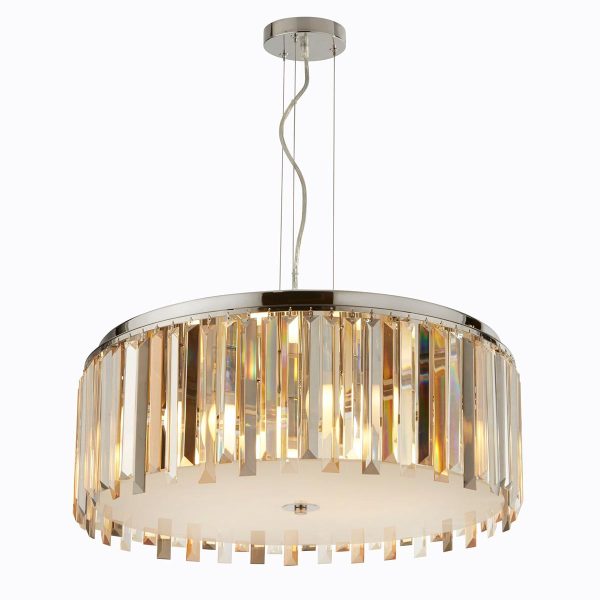 Clarissa Polished Chrome 5 Light Drum Ceiling Pendant Faceted Glass