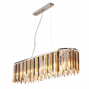 Clarissa chrome 8 light oval ceiling pendant with faceted crystal prisms main image