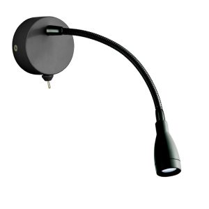 Flexy flexible switched LED bedside wall reading light in matt black