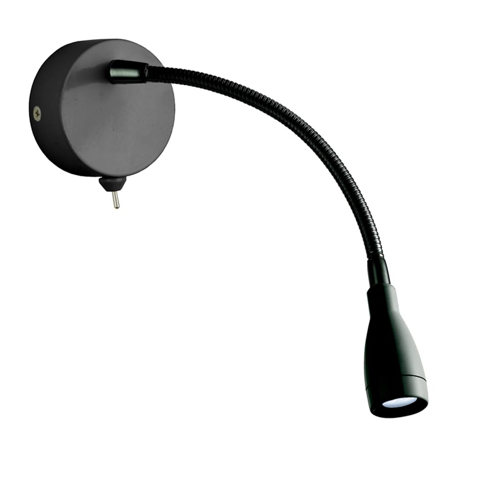 Flexy Flexible Switched LED Bedside Wall Reading Light Matt Black