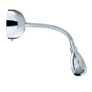 Flexy flexible switched LED bedside wall reading light in chrome