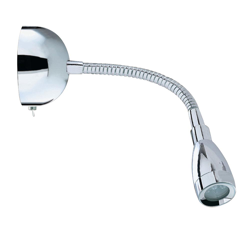 Flexy Flexible Switched LED Bedside Wall Reading Light Polished Chrome