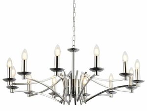 Searchlight 41312-12CC Ascot large geometric 12 arm chandelier in polished chrome closeup