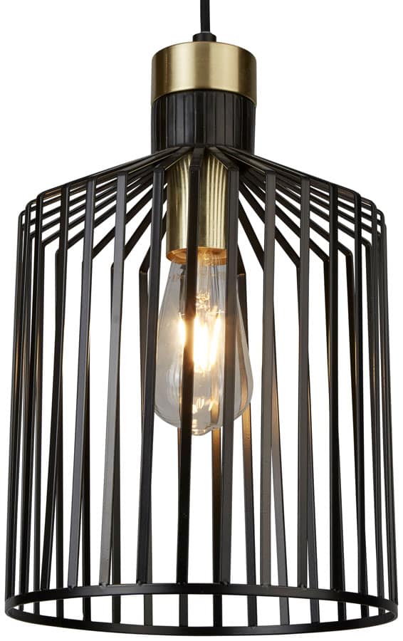 Bird Cage 1 Light Medium Pendant Ceiling Light Black & Gold