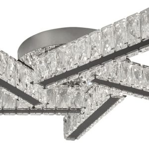 Clover 5 Arm Flush Cool White LED Ceiling Light Polished Chrome Crystal