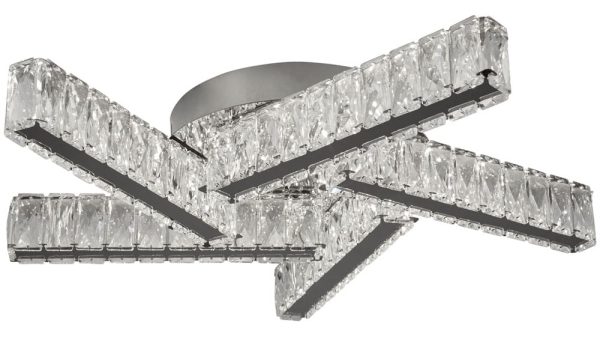 Clover 5 Arm Flush Cool White LED Ceiling Light Polished Chrome Crystal