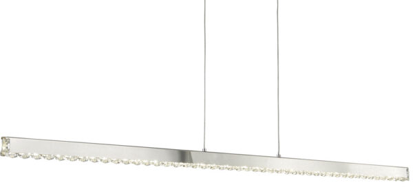 Clover Cool White LED Straight Pendant Light Bar Polished Chrome Crystal