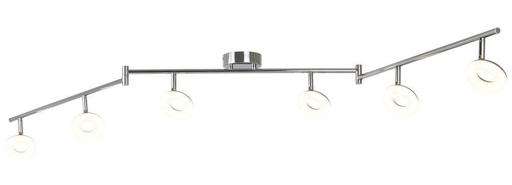 Donut 6 Light Led Split Ceiling Spot Bar Polished Chrome