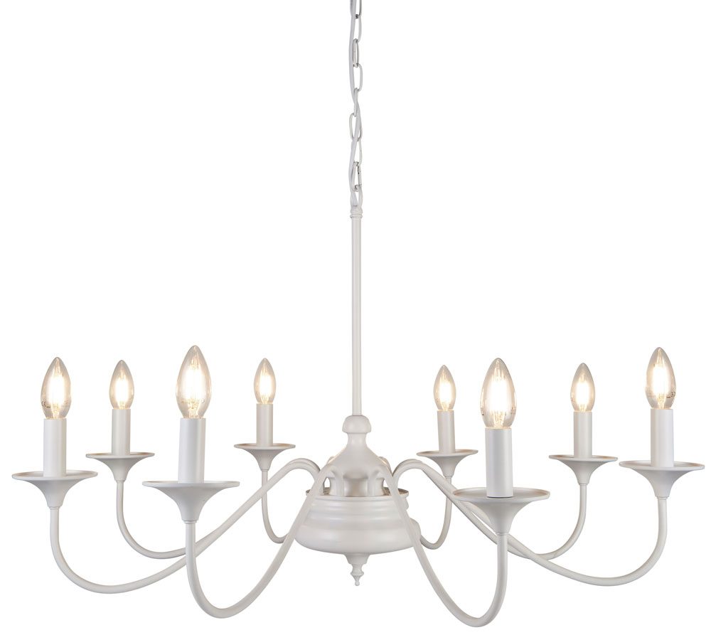 Elizabethan Large 8 Arm Chandelier Ceiling Light Matt White