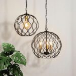 Finesse Modern 3 Light Open Globe Ceiling Pendant Matt Black & Gold