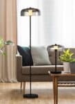 Modern 1 Light Dimming LED Table Lamp Matt Black Smoked Glass