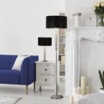 Glass Column 1 Light Table Lamp Polished Chrome Black Drum Shade