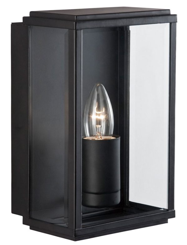 Box traditional outdoor wall lantern in matt black