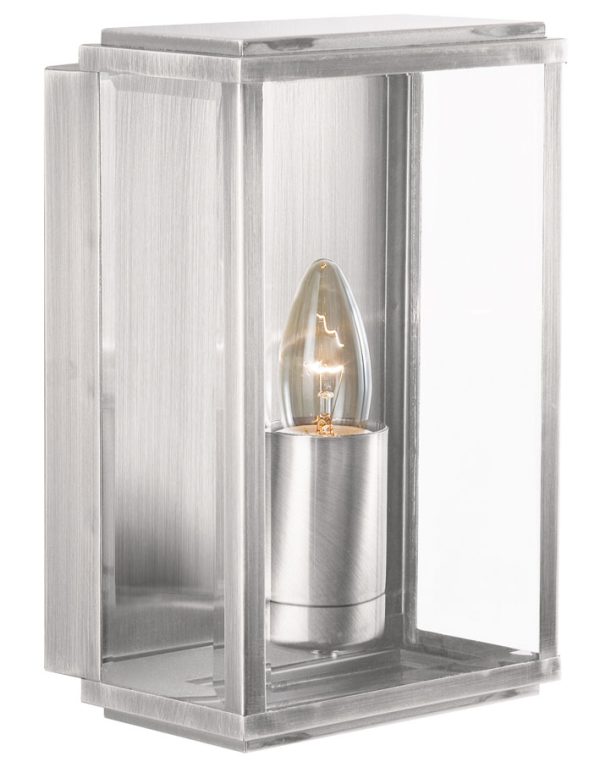 Box traditional outdoor wall lantern in satin silver