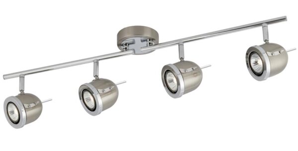 Palmer Satin Silver 4 Light Ceiling Spotlight Bar Chrome Trim