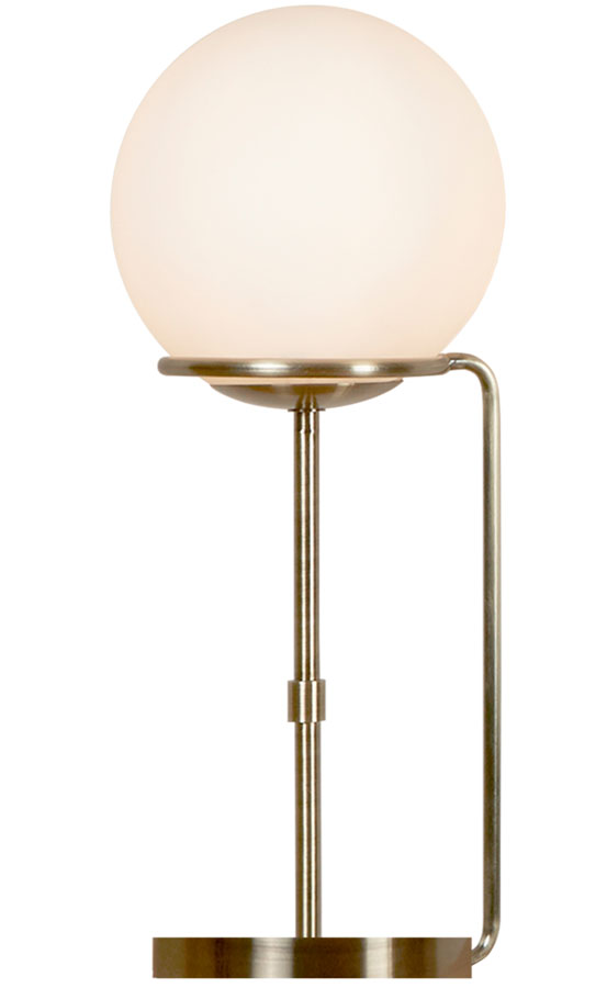 Sphere 1 Light Table Lamp Opal White Glass Globe Antique Brass