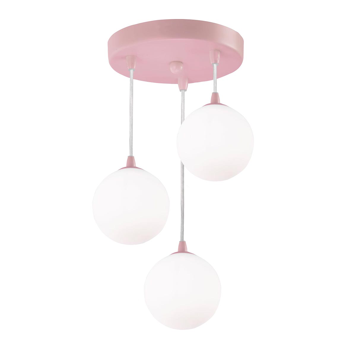 Childs Bedroom Pink 3 Light Multi Level Ceiling Pendant Opal Glass