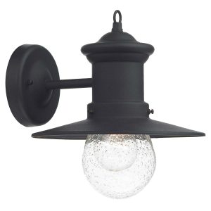 Sedgewick traditional outdoor wall light in black on white background