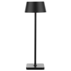 Sergio rechargeable LED solar table lamp in matt black on white background