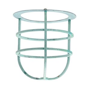 Elstead shade cage accessory for the Sheldon and Somerton lantern ranges in verdigris, on a white background.