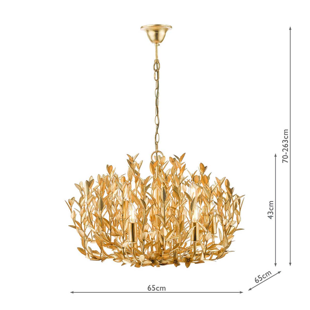 Dar Silvus Elegant 9 Light Handmade Chandelier Gold Leaf