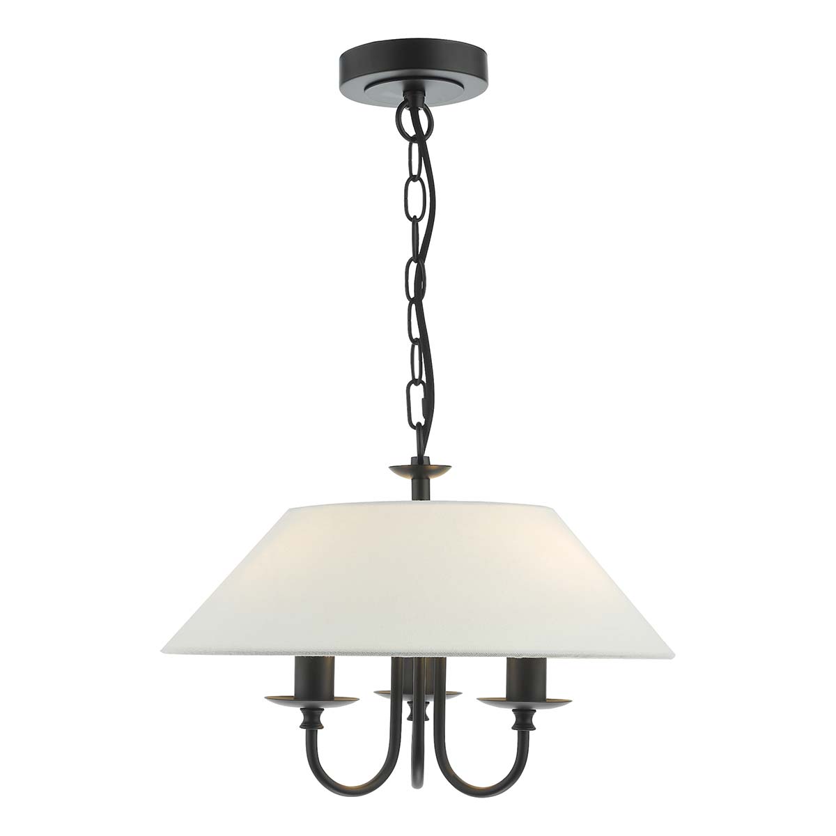 Dar Sivan 3 Light Rustic Chandelier Matt Black Coolie Shade