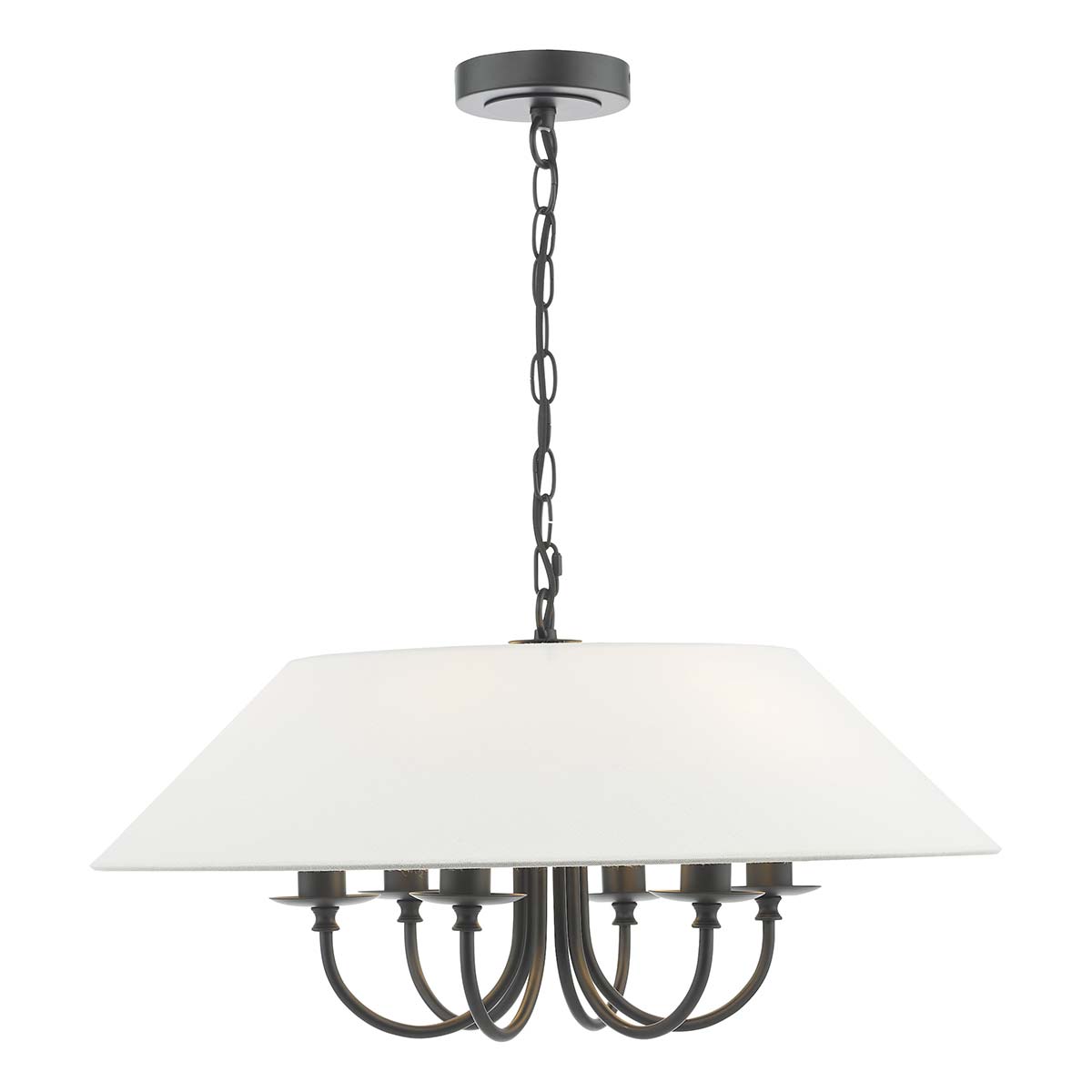 Dar Sivan 6 Light Rustic Chandelier Matt Black Coolie Shade